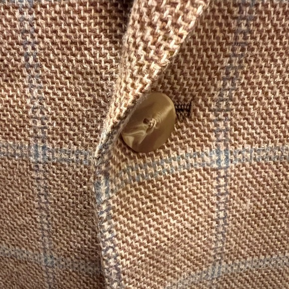 Custom Bespoke 100% Cashmere Windowpane Sport Coat Blazer Jacket Tan Men 42S - Picture 6 of 15